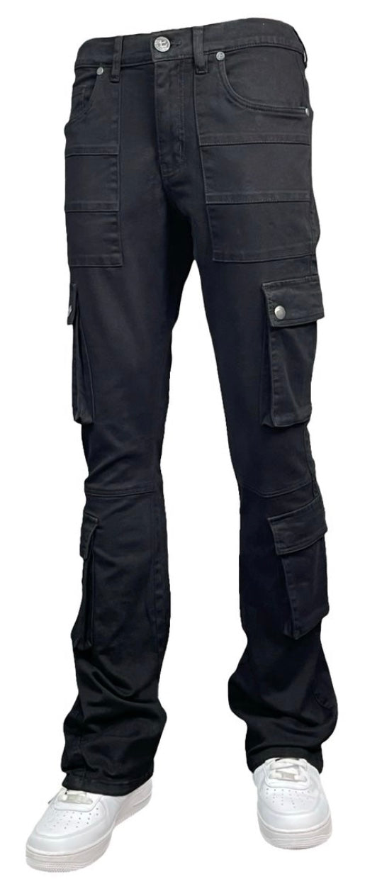 BLIND TRUST BLACK CAMO CARGO STACK PANTS