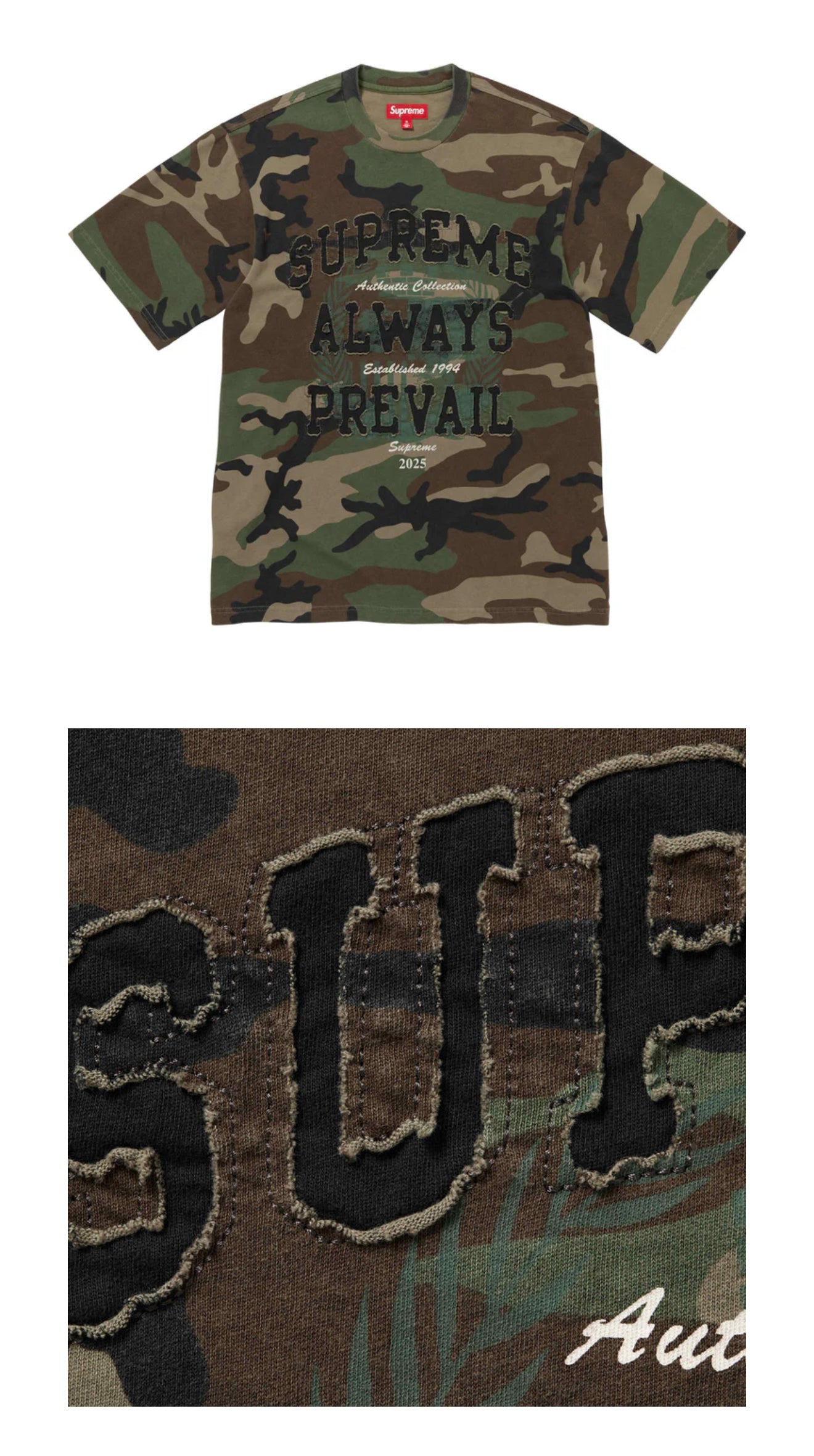 SUPREME ALWAYS PREVAIL TOP WOODLAND CAMO