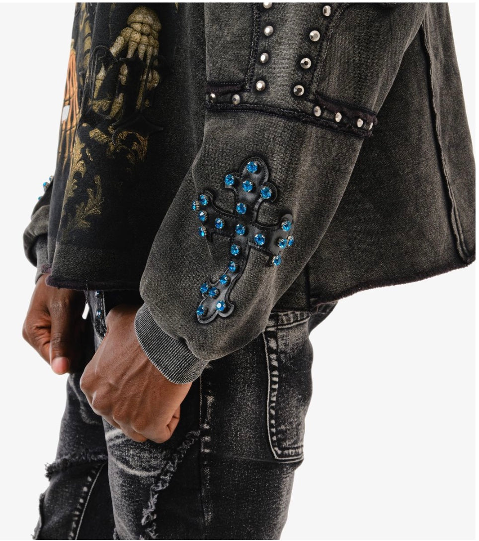 VOYAGE STUDIO SKULL/BLUE STONE HOODIE
