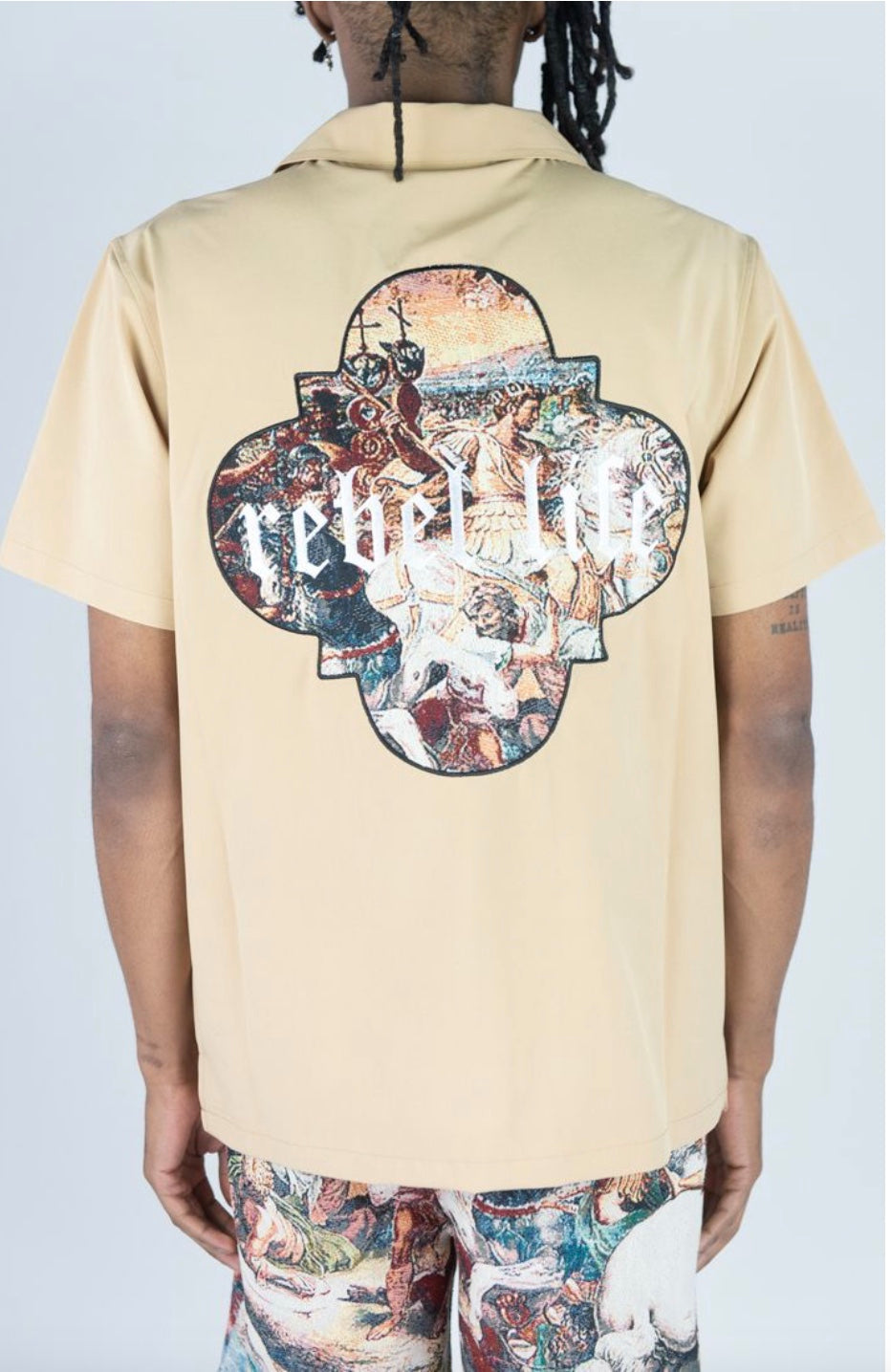 BIG & TALL REBEL LIFE CAMP BUTTON DOWN SHIRT
