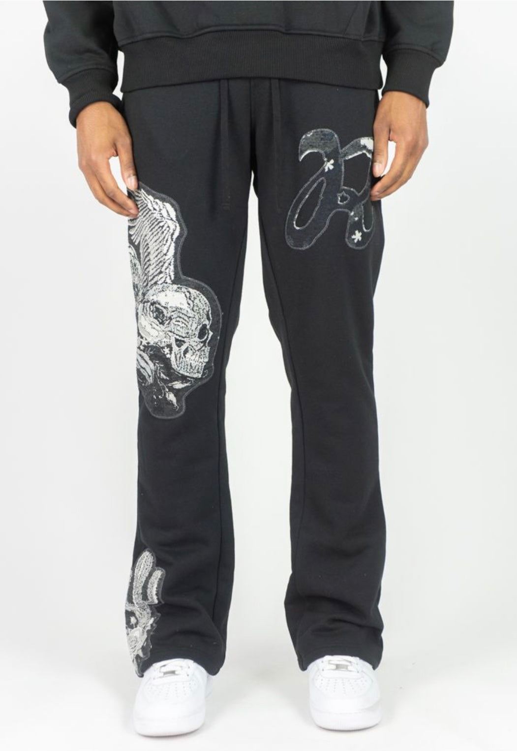 R3 BLACK TAPESTRY STACKED JOGGER