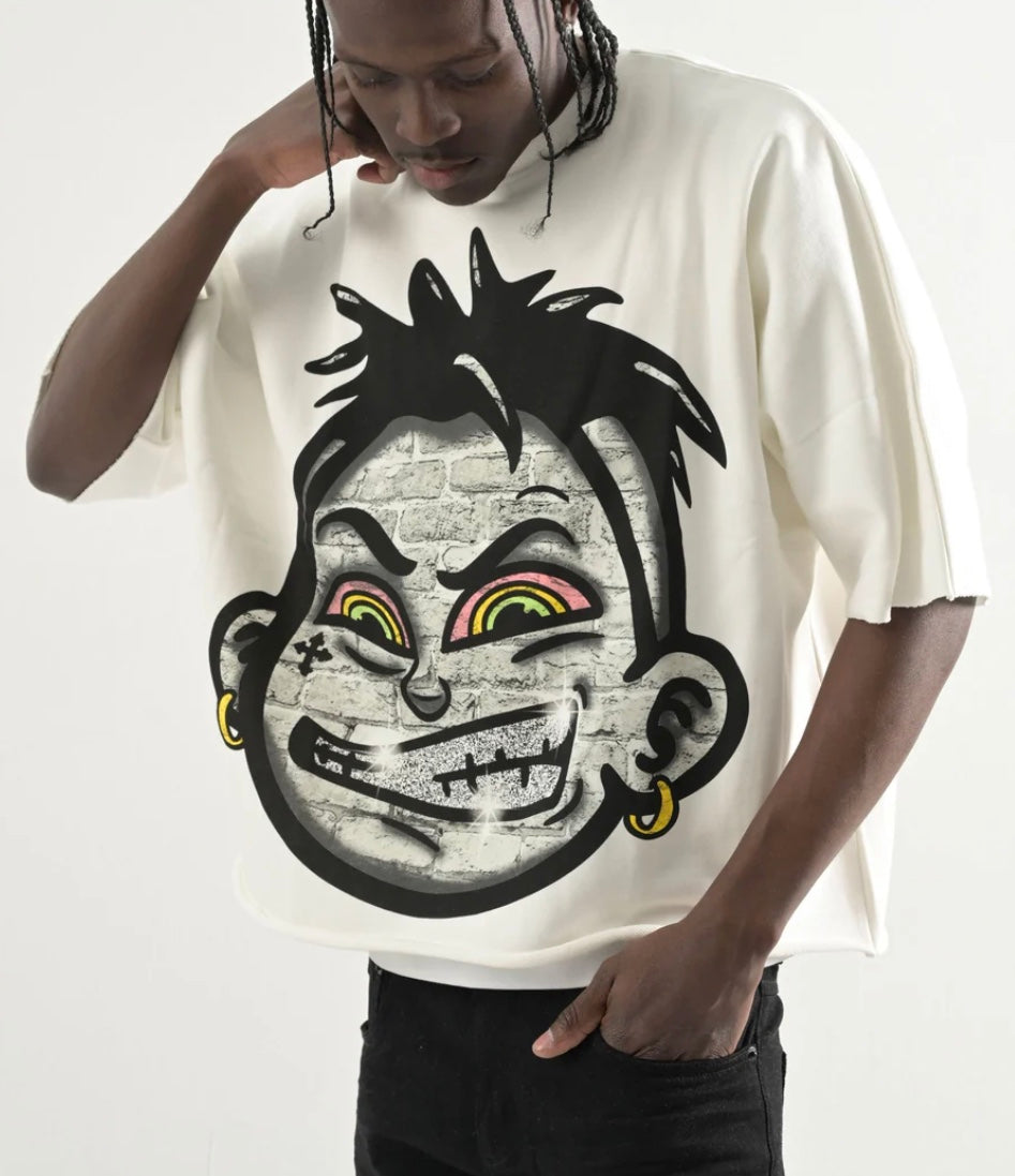 GRILL BIG FACE CROP SHIRT WHITE