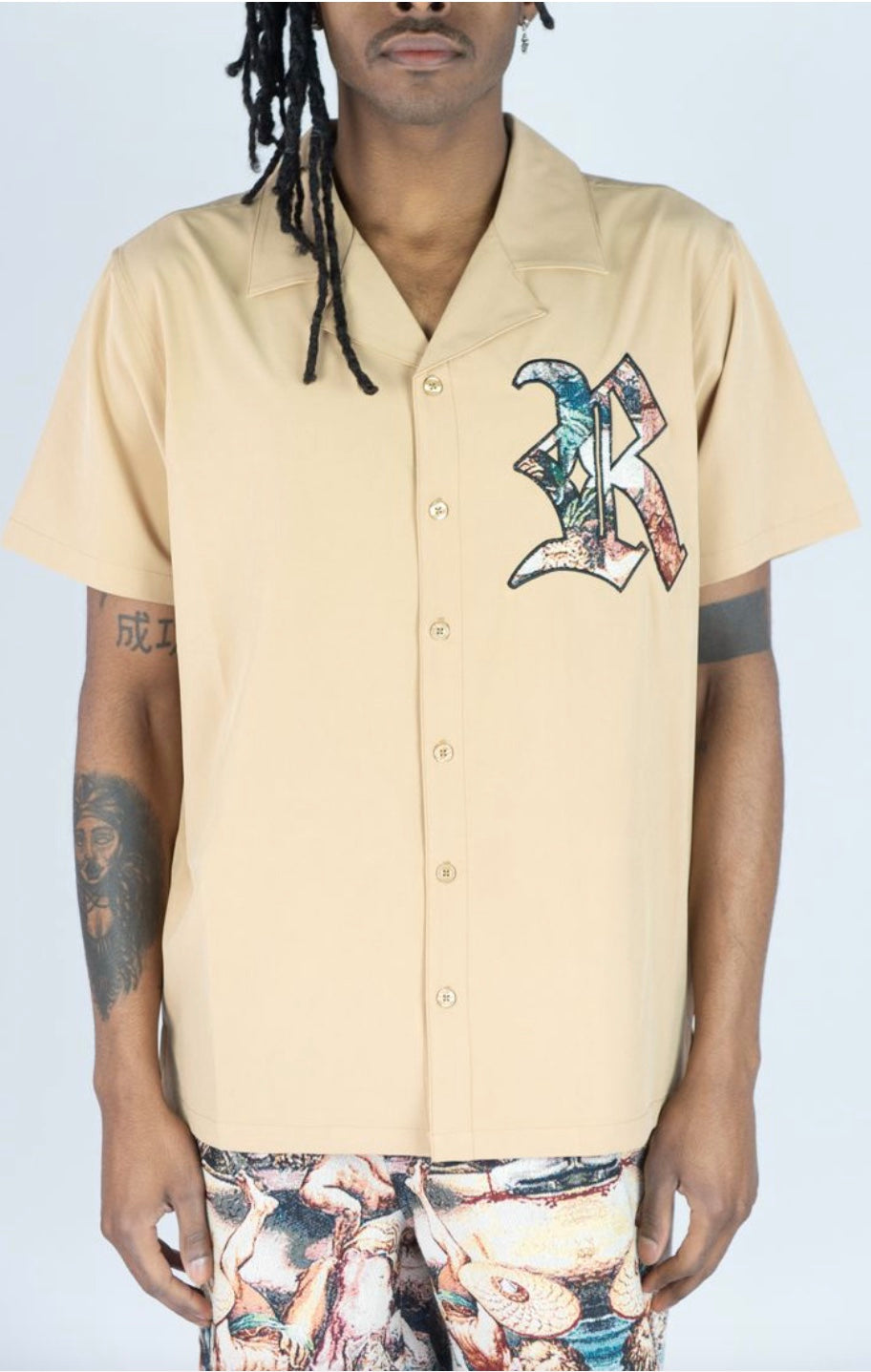BIG & TALL REBEL LIFE CAMP BUTTON DOWN SHIRT