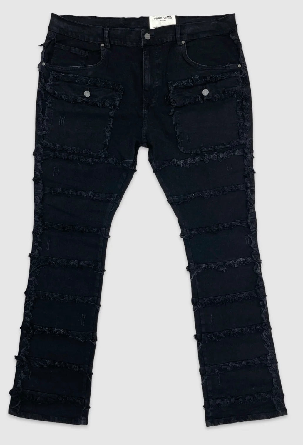 BIG&TALL FWRD DENIM PATCHWORK STACKED JEANS (5 COLORS AVAILABLE)