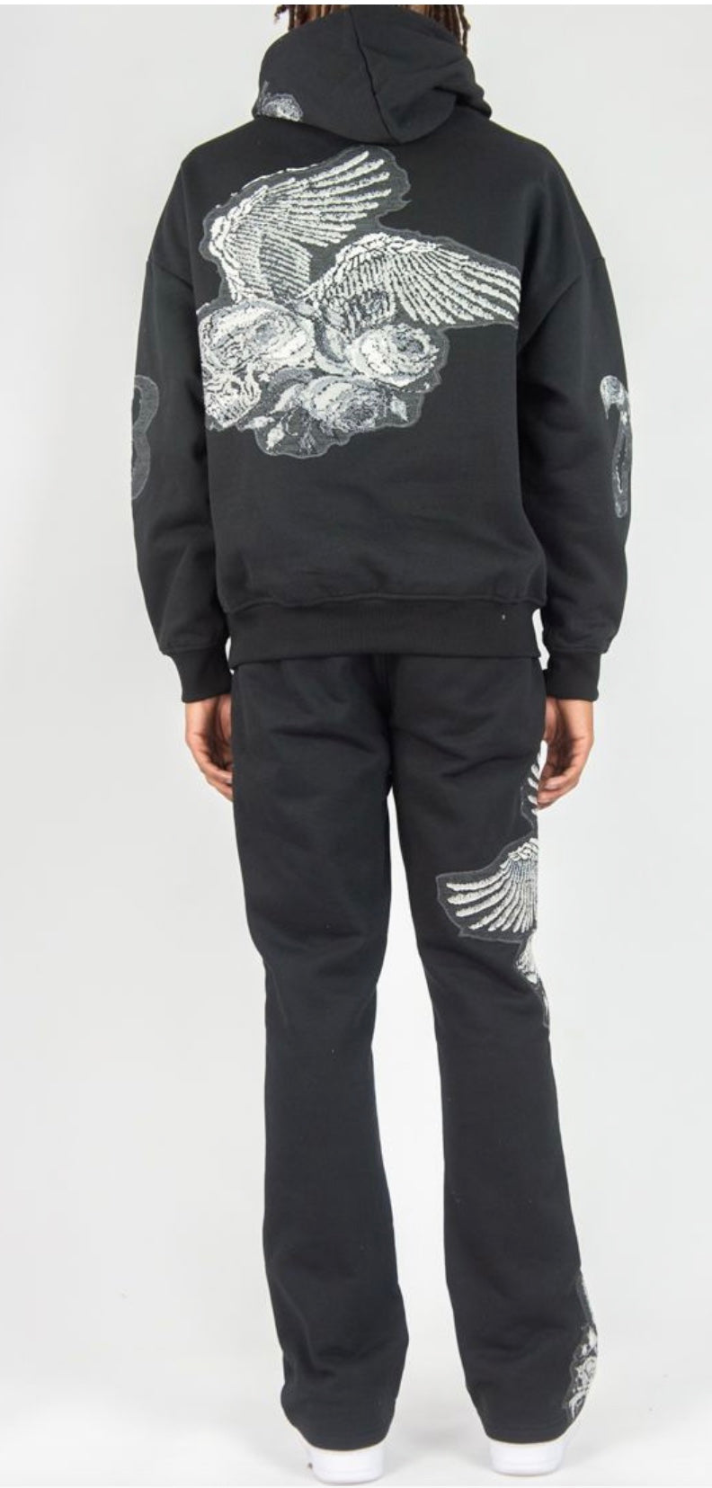 R3 BLACK TAPESTRY STACKED JOGGER