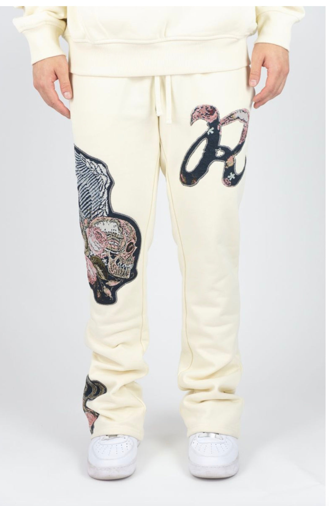 R3 CREAM TAPESTRY STACKED JOGGER