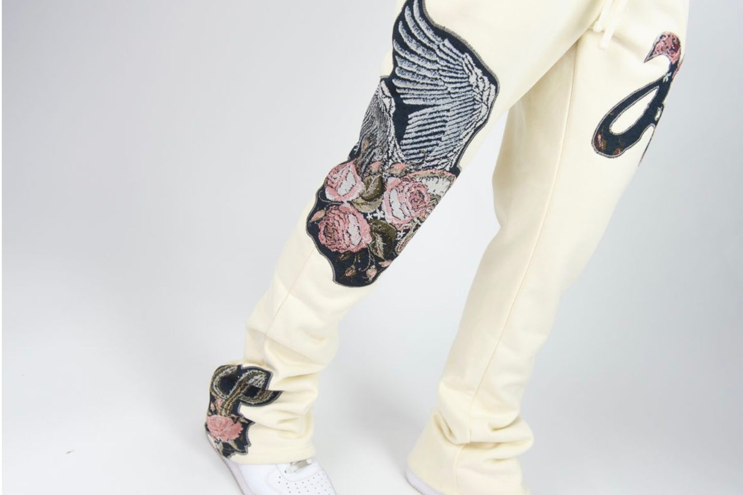 R3 CREAM TAPESTRY STACKED JOGGER