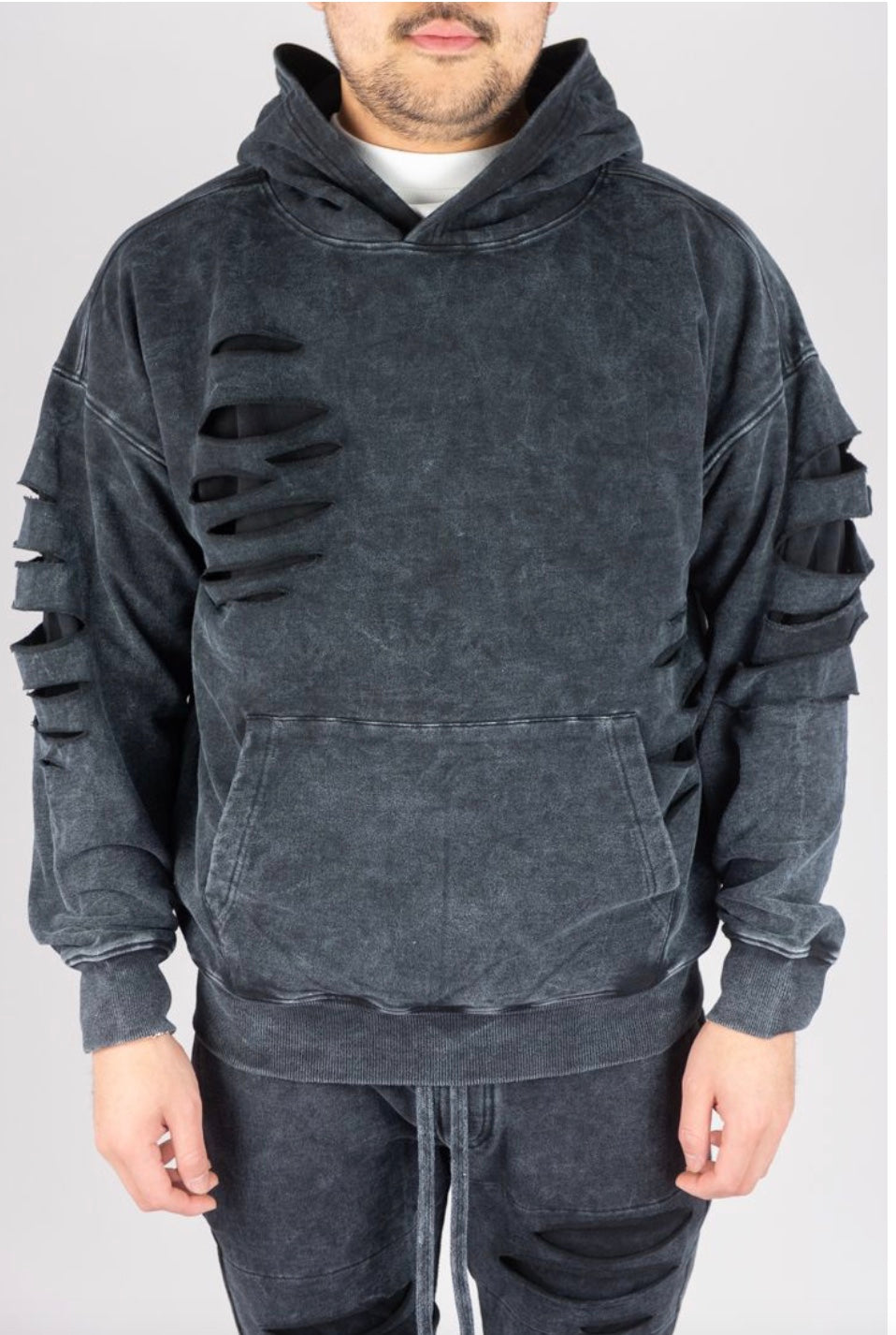 RIPPED DROPPED SHOULDER HOODIE (4 COLORS)