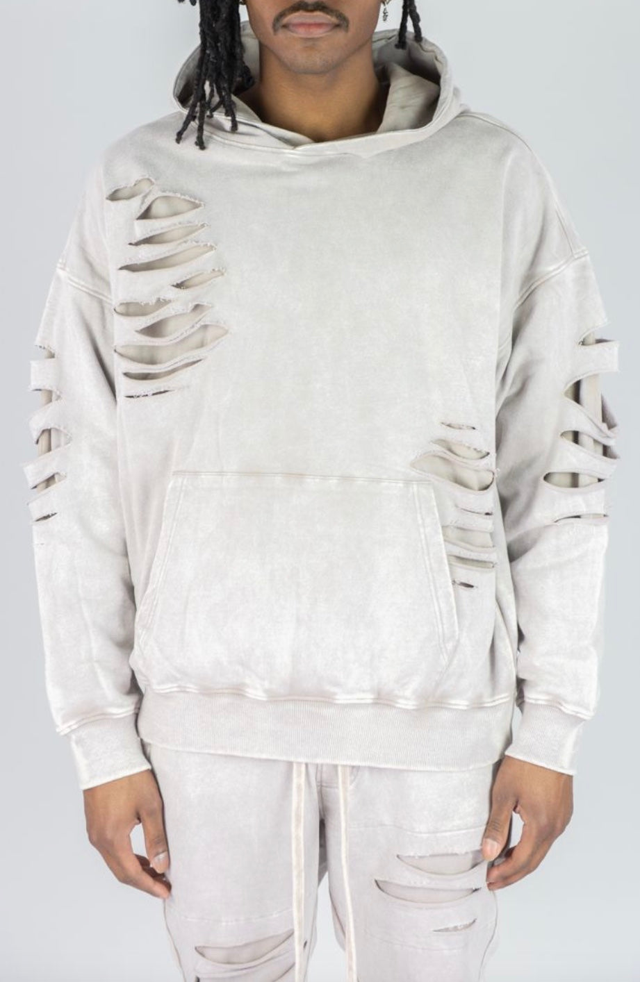 RIPPED DROPPED SHOULDER HOODIE (4 COLORS)