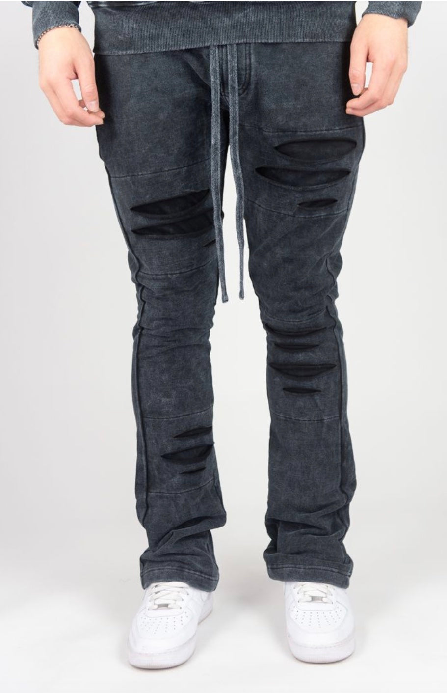 RIPPED STACKED PANTS (4 COLORS)