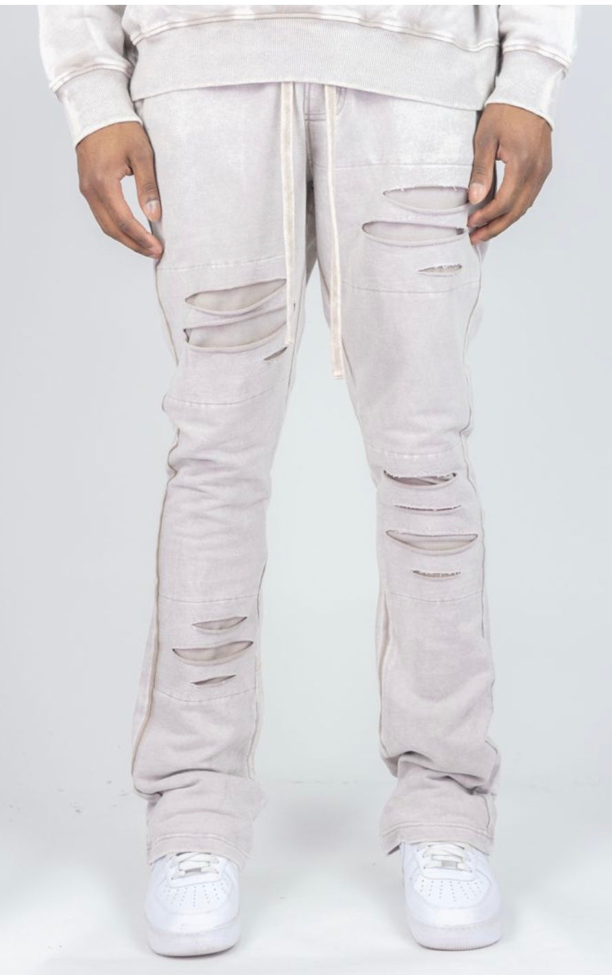 RIPPED STACKED PANTS (4 COLORS)