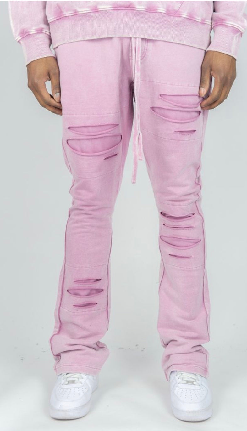 RIPPED STACKED PANTS (4 COLORS)
