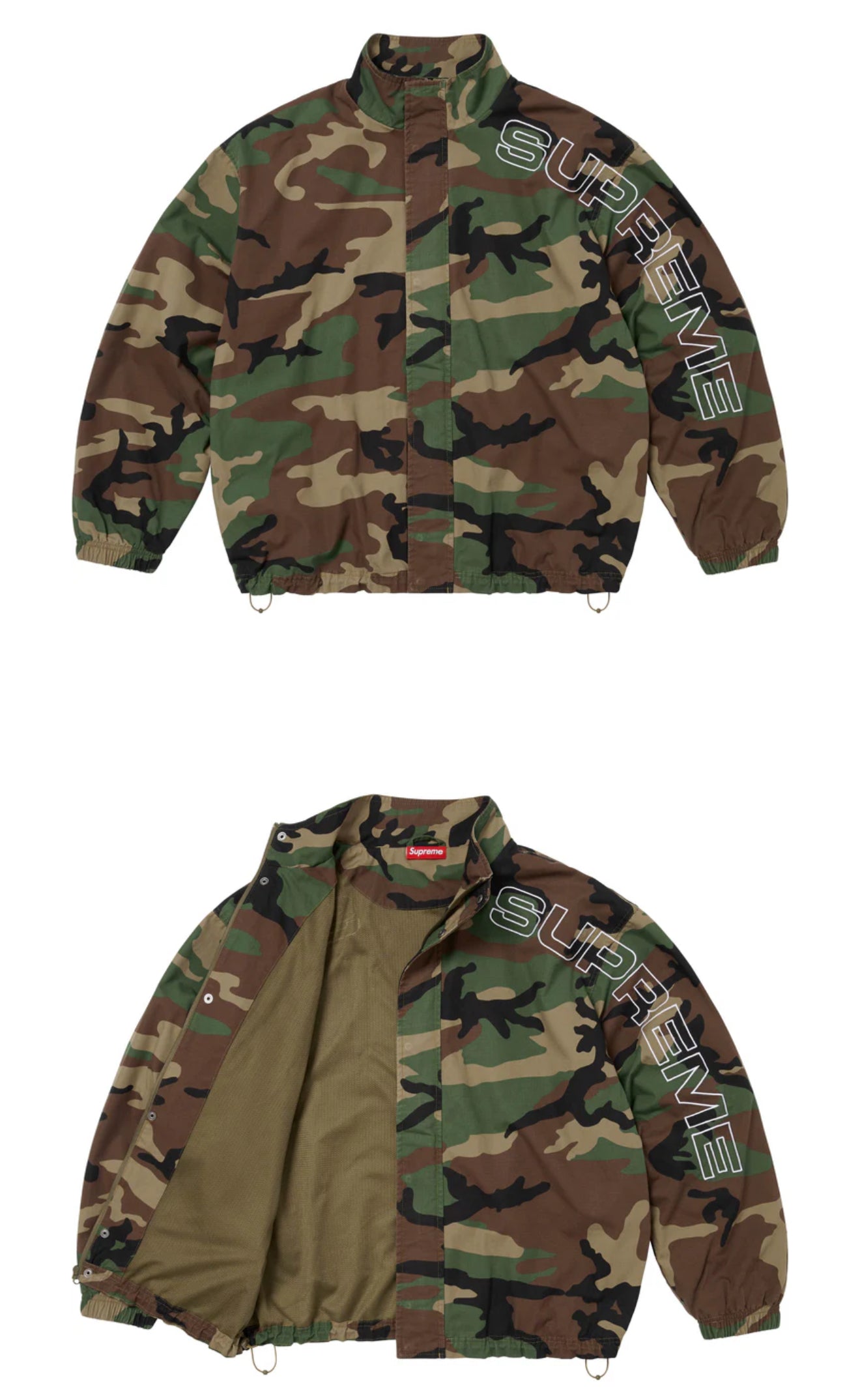 SUPREME EMBROIDERED TRACK JACK WOODLAND CAMO