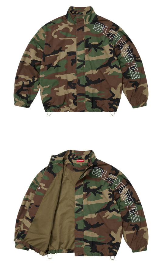 SUPREME EMBROIDERED TRACK JACK WOODLAND CAMO