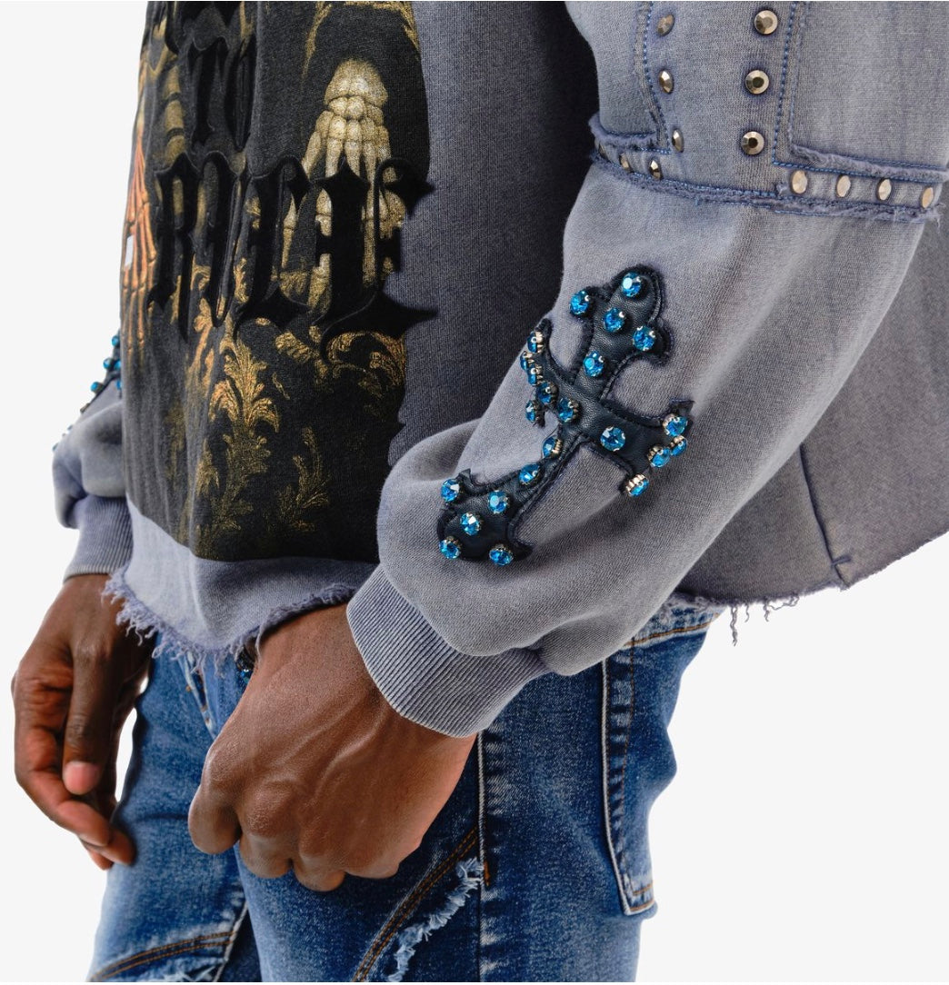 VOYAGE STUDIO SKULL/BLUE STONE HOODIE
