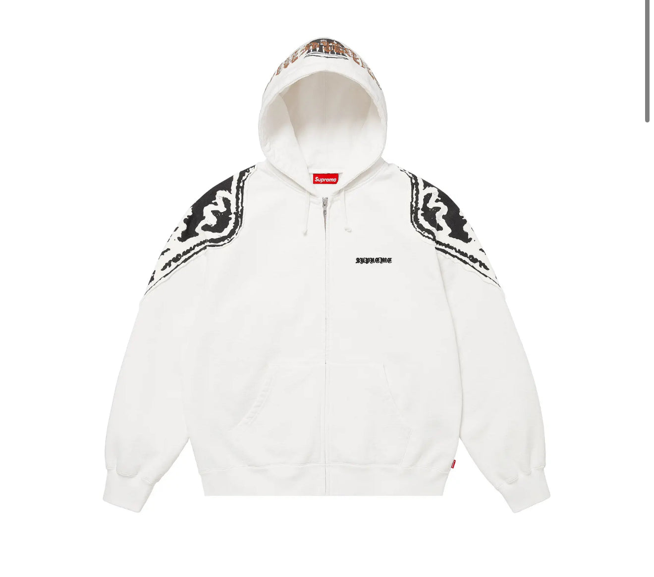 SUPREME WINGS ZIP UP  HOODED SWEATSHIRT WHITE