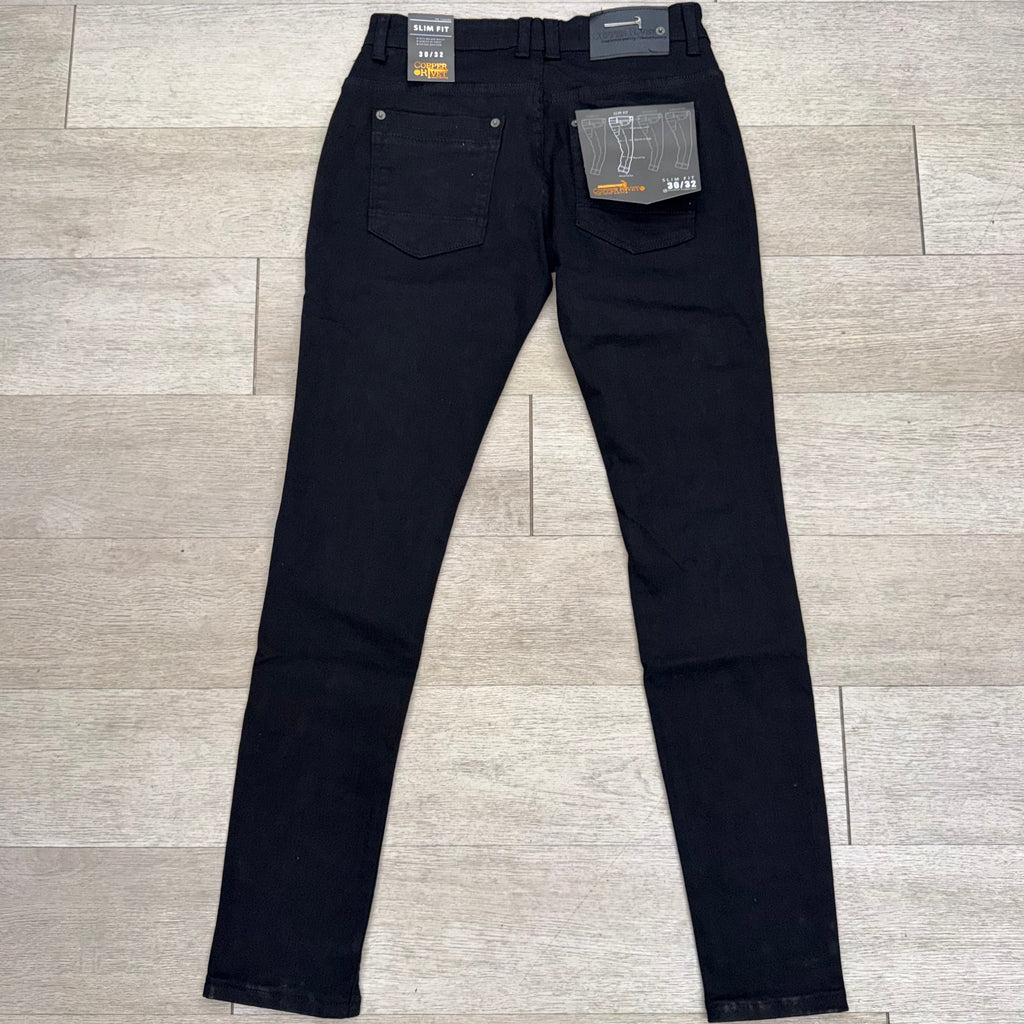 COPPER RIVET BLACK DISTRESSED SKINNY JEANS