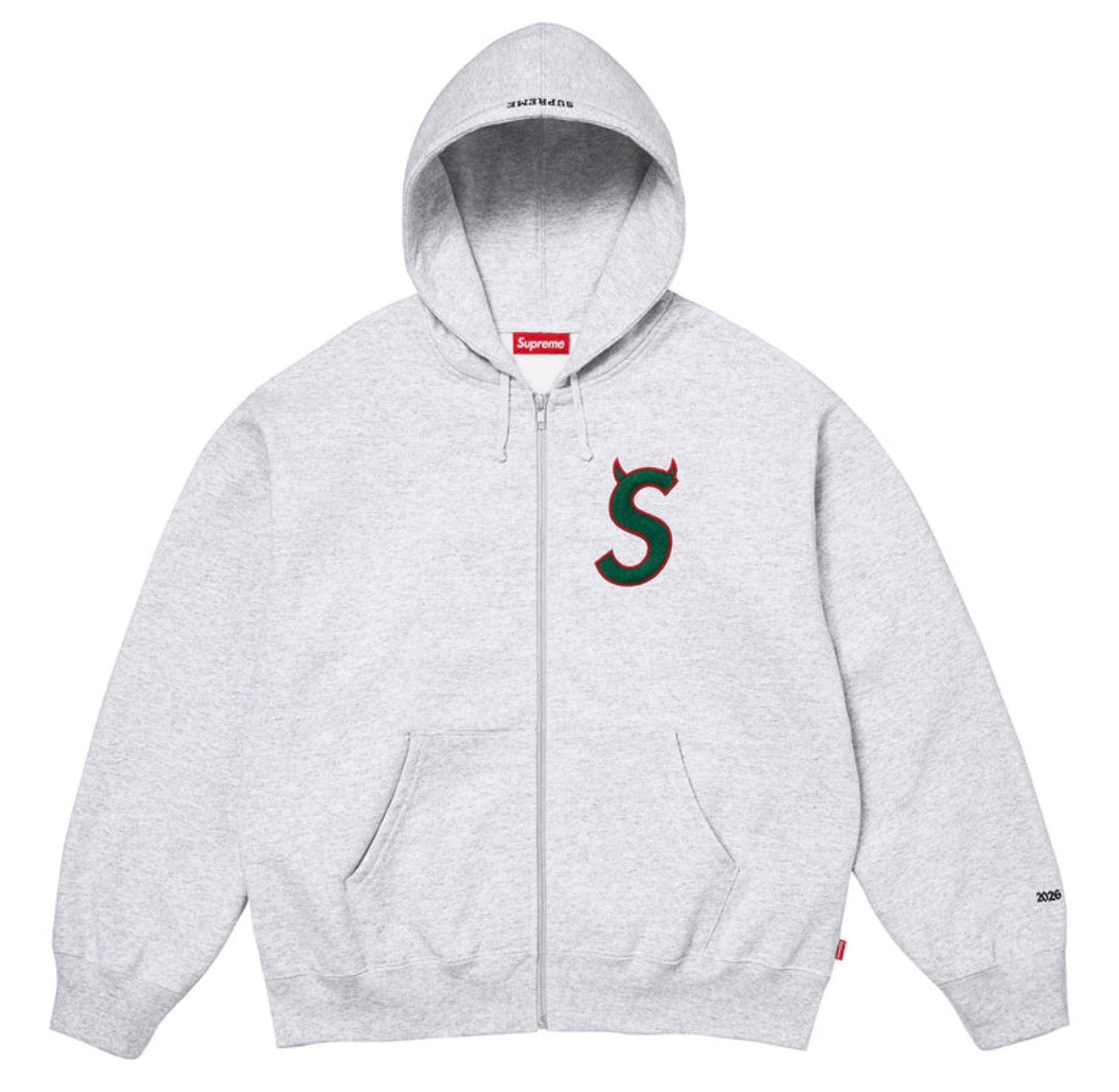 SUPREME DEVIL S LOGO ZIP UP HOODED SWEATSHIRT