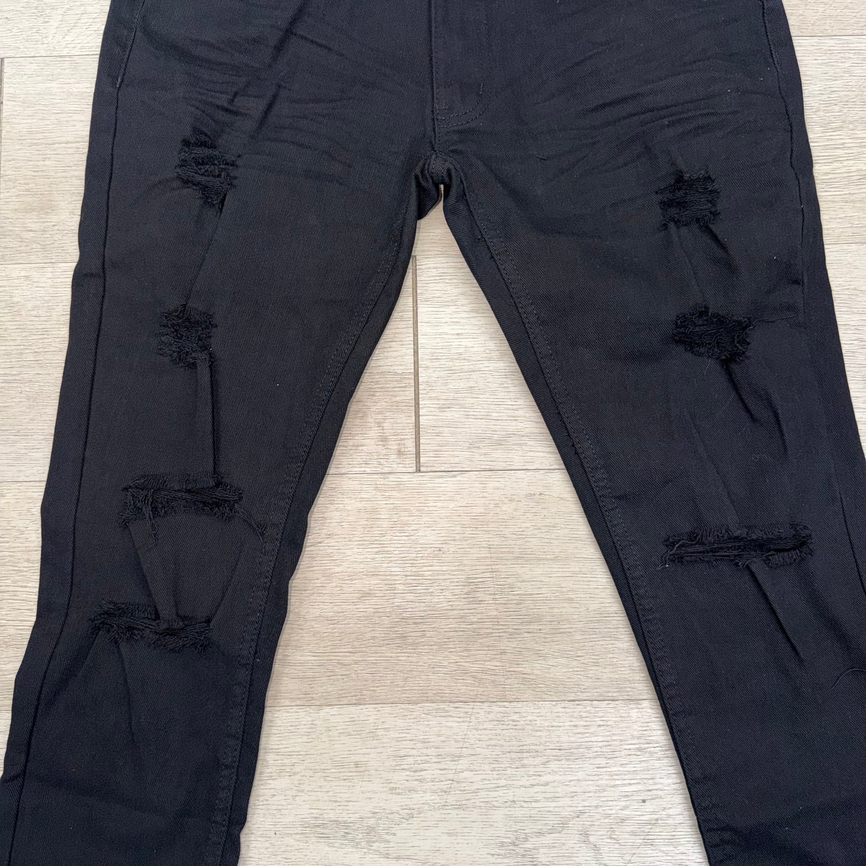 COPPER RIVET BLACK DISTRESSED SKINNY JEANS