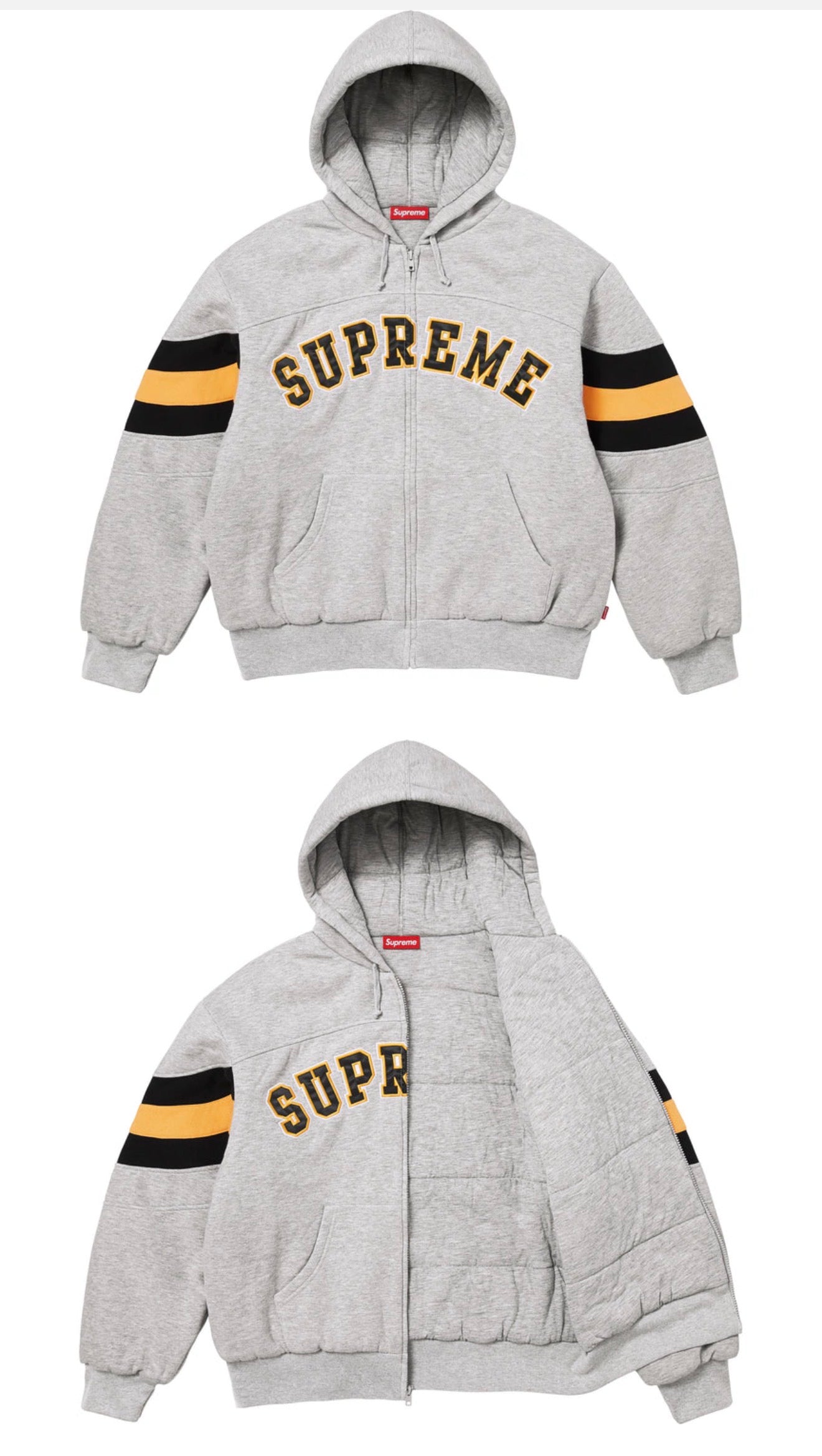SUPREME FILLED ZIP UP HOODED SWEATSHIRT