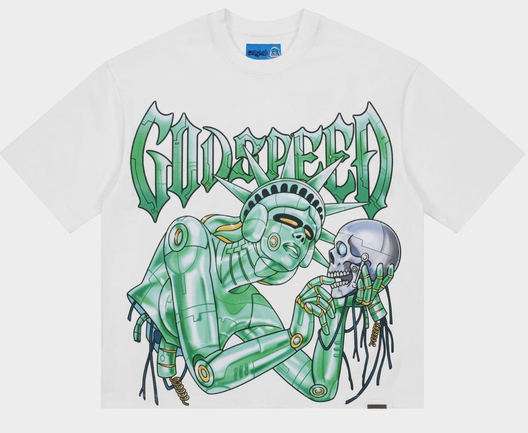 GODSPEED FREEDOMS PROTOCOL  T-SHIRT GREY WASH