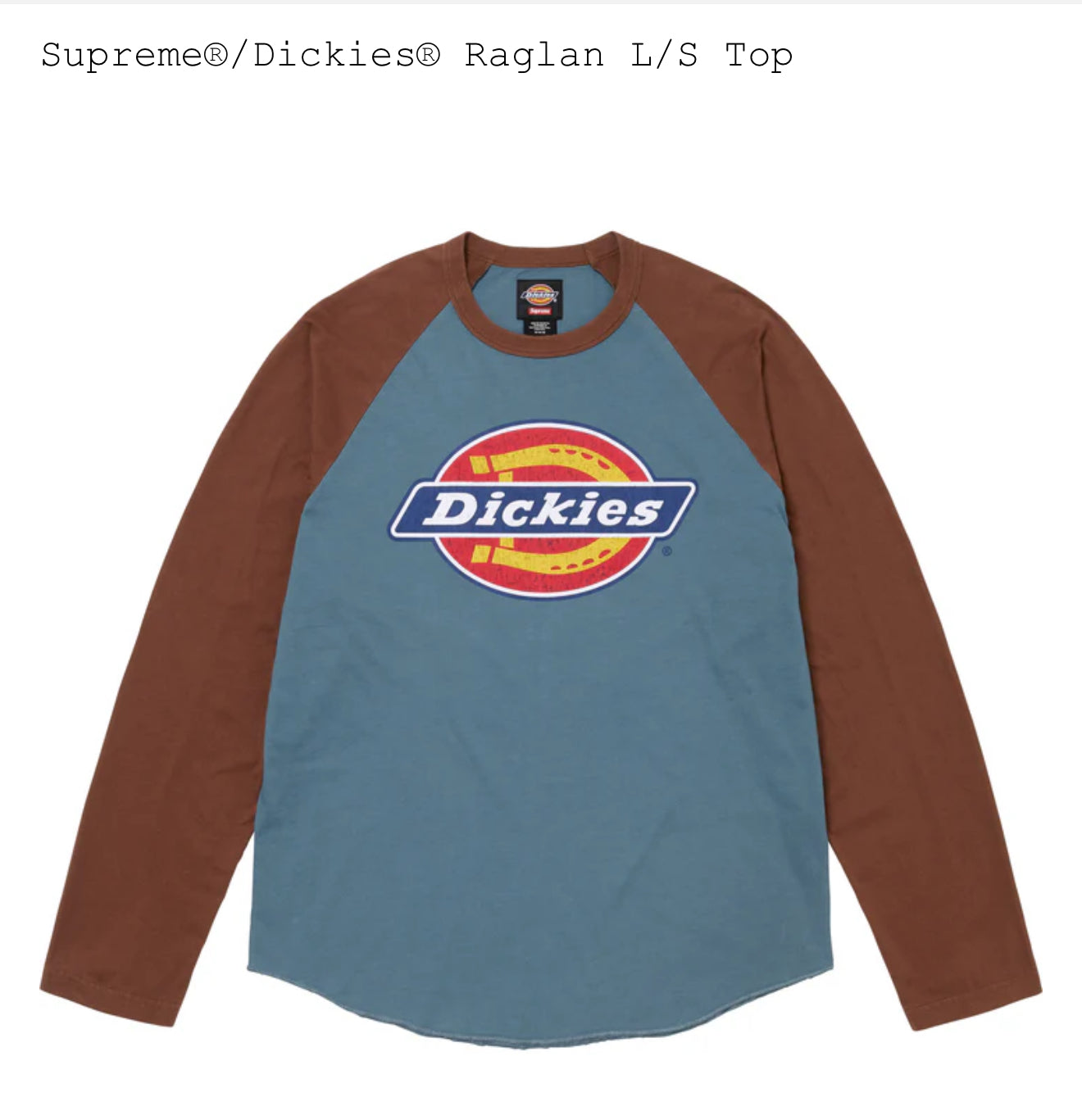 SUPREME/DICKIES RAGLAN L/S TOP DARK SLATE