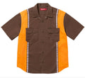 SUPREME STRIPE WORK SHIRT BROWN/YELLOW