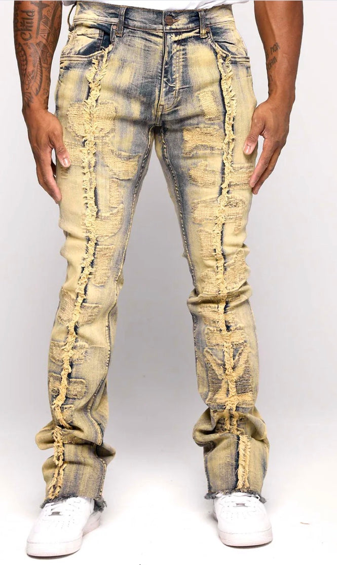 FWRD DENIM SPLIT DECISION STACKED JEANS (2COLORS)