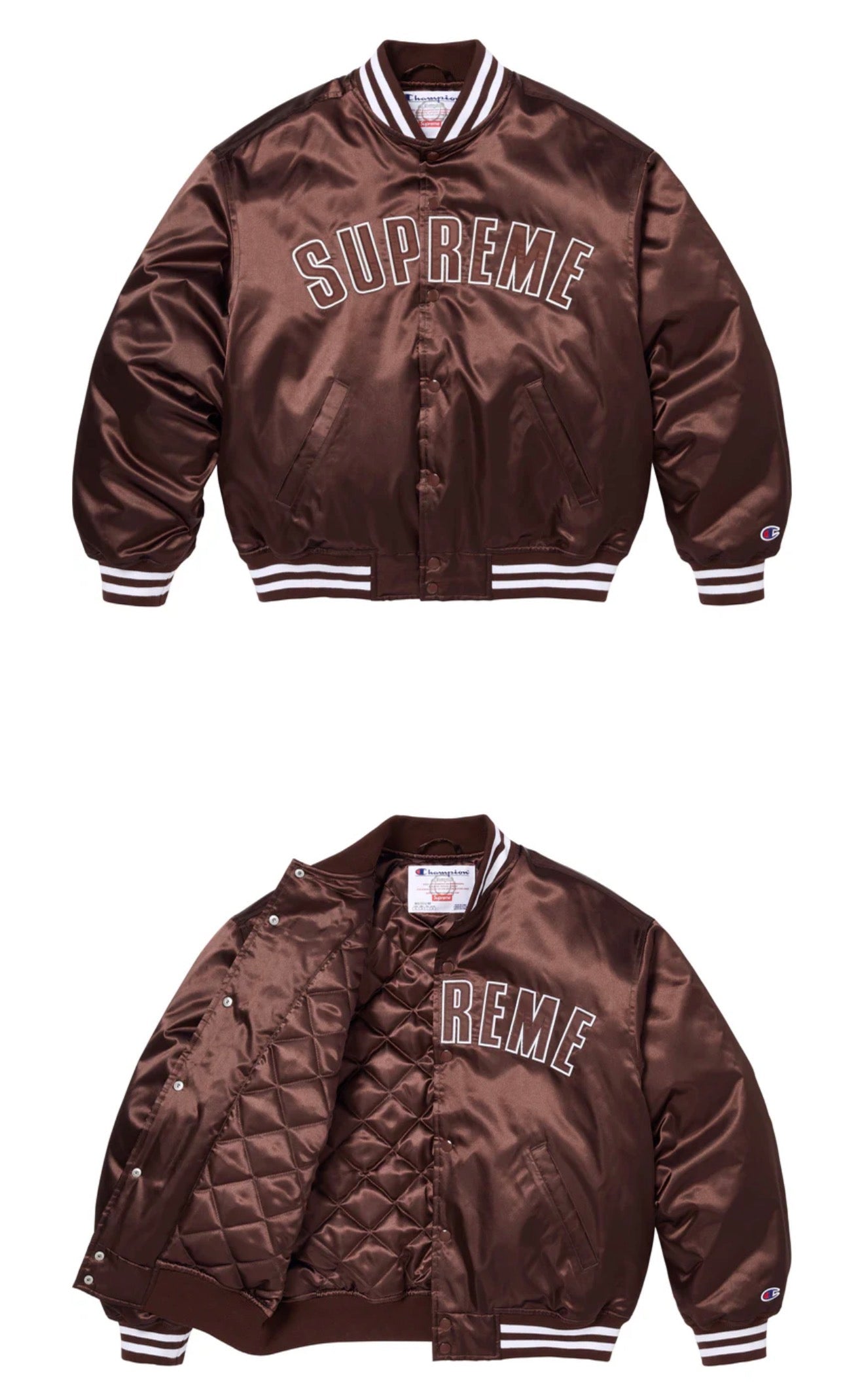 SUPREME/CHAMPION SATIN VARSITY JACKET