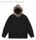 SUPREME FUR TRIMMED FLANNEL HOODED SHIRT BLACK