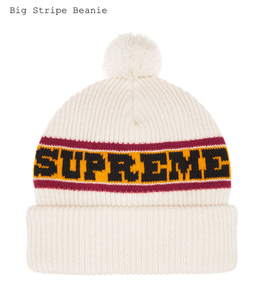 SUPREME BIG STRIPE BEANIE NATURAL