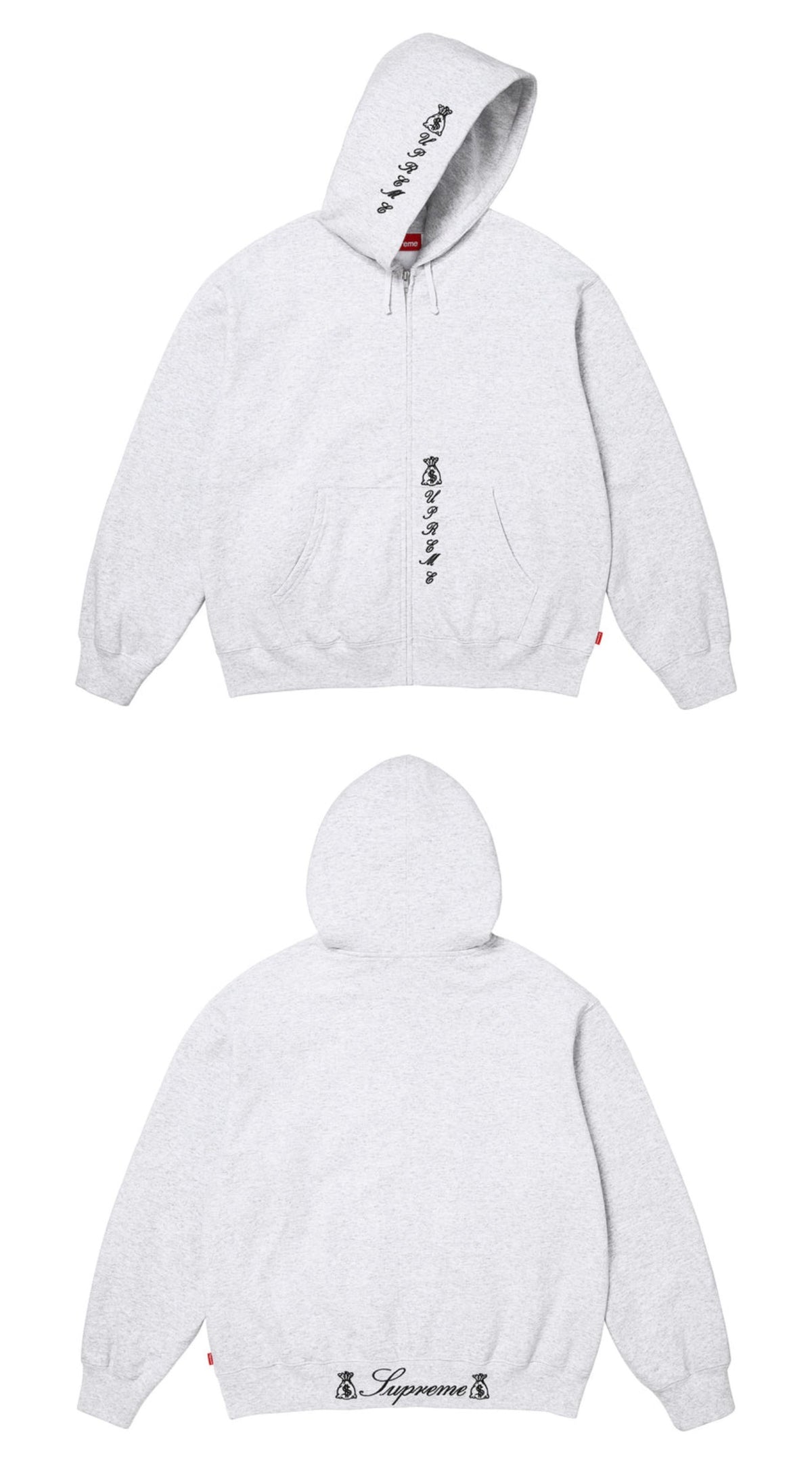 SUPREME GOD OVER MONEY ZIP UP HOODIE