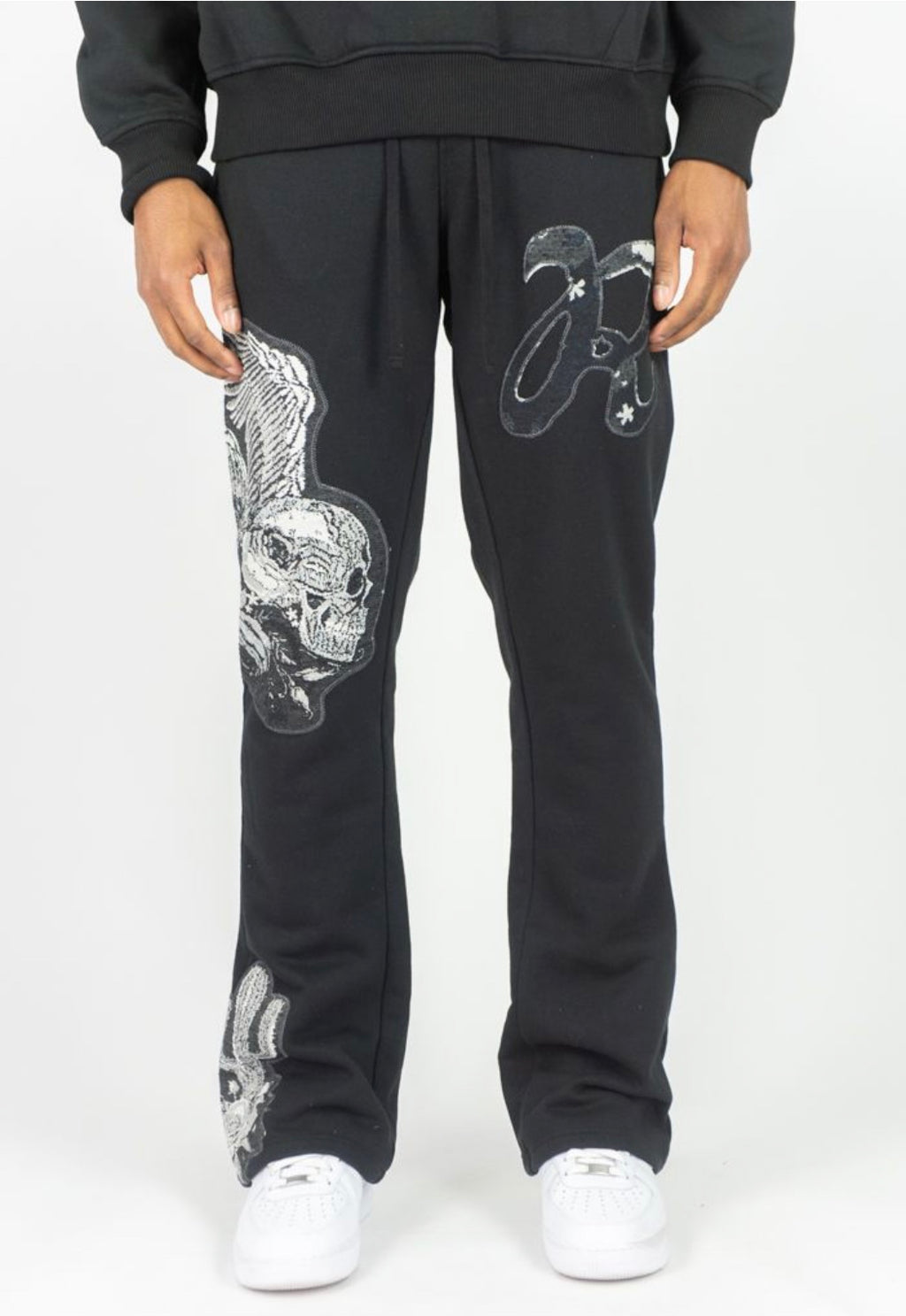 R3 BLACK TAPESTRY STACKED JOGGER