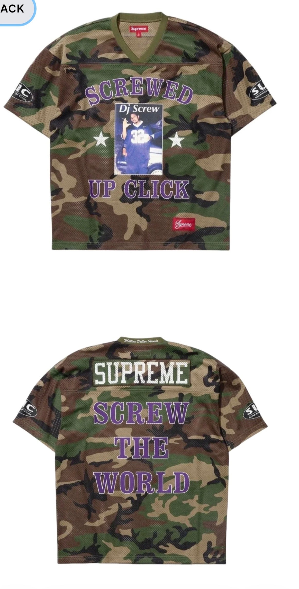SUPREME DJ SCREW FOOTBALL JERSEY SIZE MEDIUM