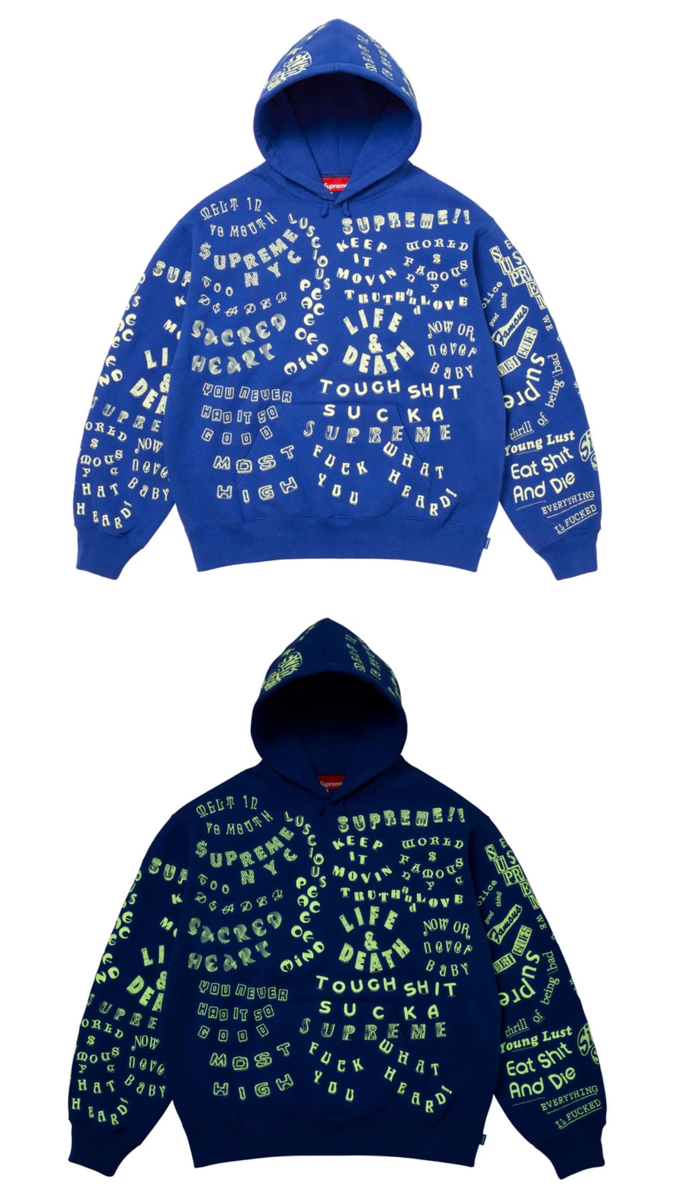 SUPREME TOO DEADLY HOODED SWEATSHIRT ROYAL BLUE
