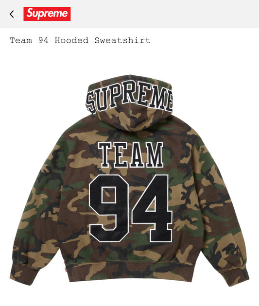 SUPREME TEAM 94 HOODED SWEATSHIRT WOODLAND CAMO