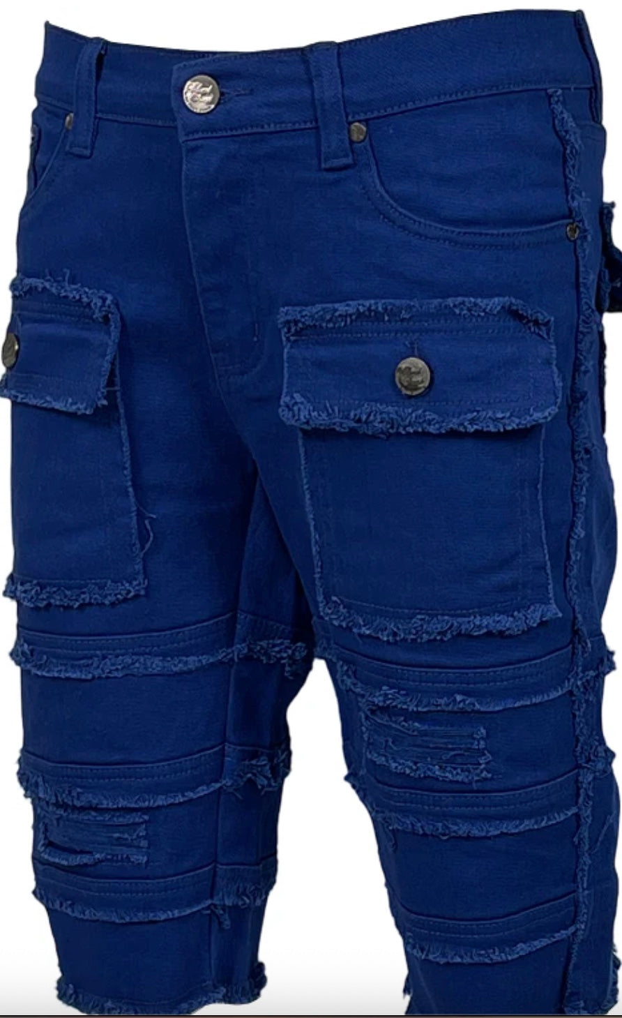 BLIND TRUST CARGO DENIM SHORTS ROYAL BLUE