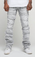 FWRD DENIM PATCHWORK STACKED DENIM JEANS (2 COLORS AVAILABLE)