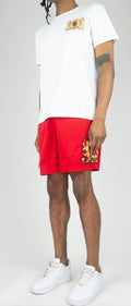 BIG & TALL LION CREST JERSEY SHORTS RED