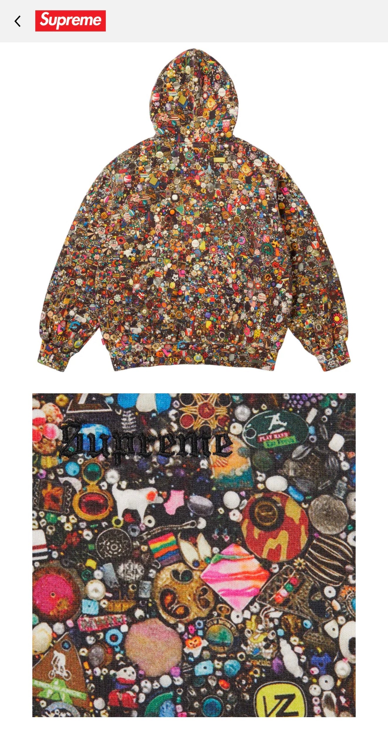 SUPREME/MIKE KELLEY ZIP UP HOODED SWEATSHIRT