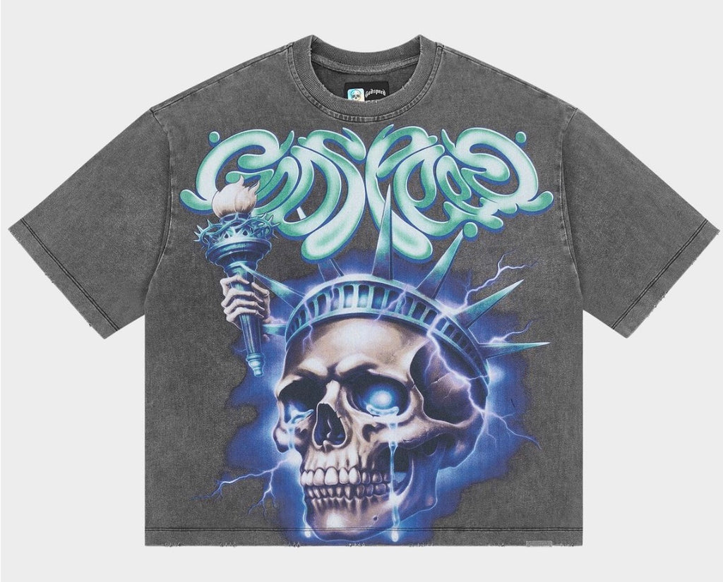 GODSPEED LIBERTY TEARS T-SHIRT GREY WASH