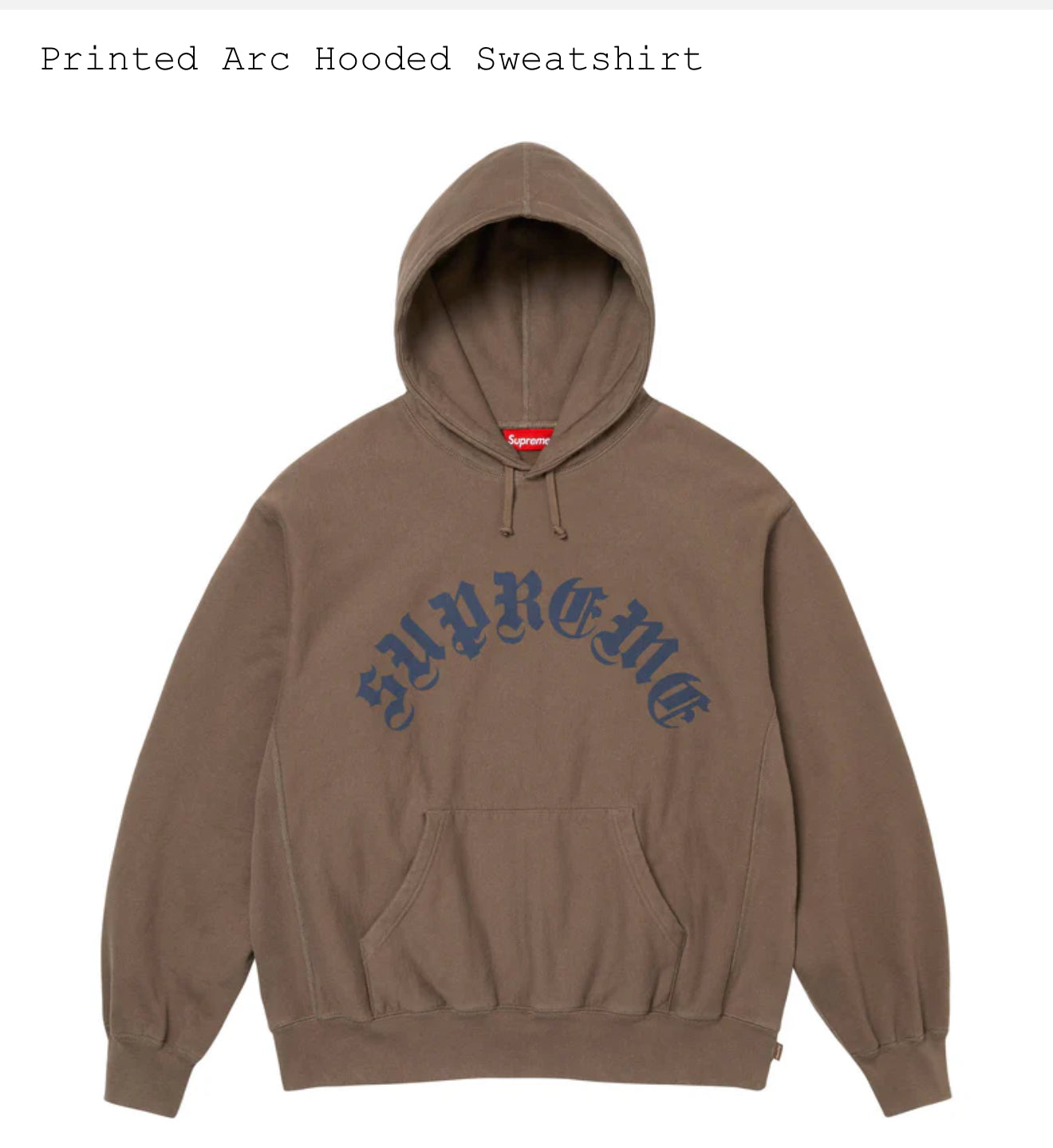 SUPREME PRINTED ARC HOODED SWEATSHIRT DUSTY BROWN