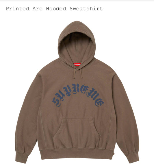 SUPREME PRINTED ARC HOODED SWEATSHIRT DUSTY BROWN