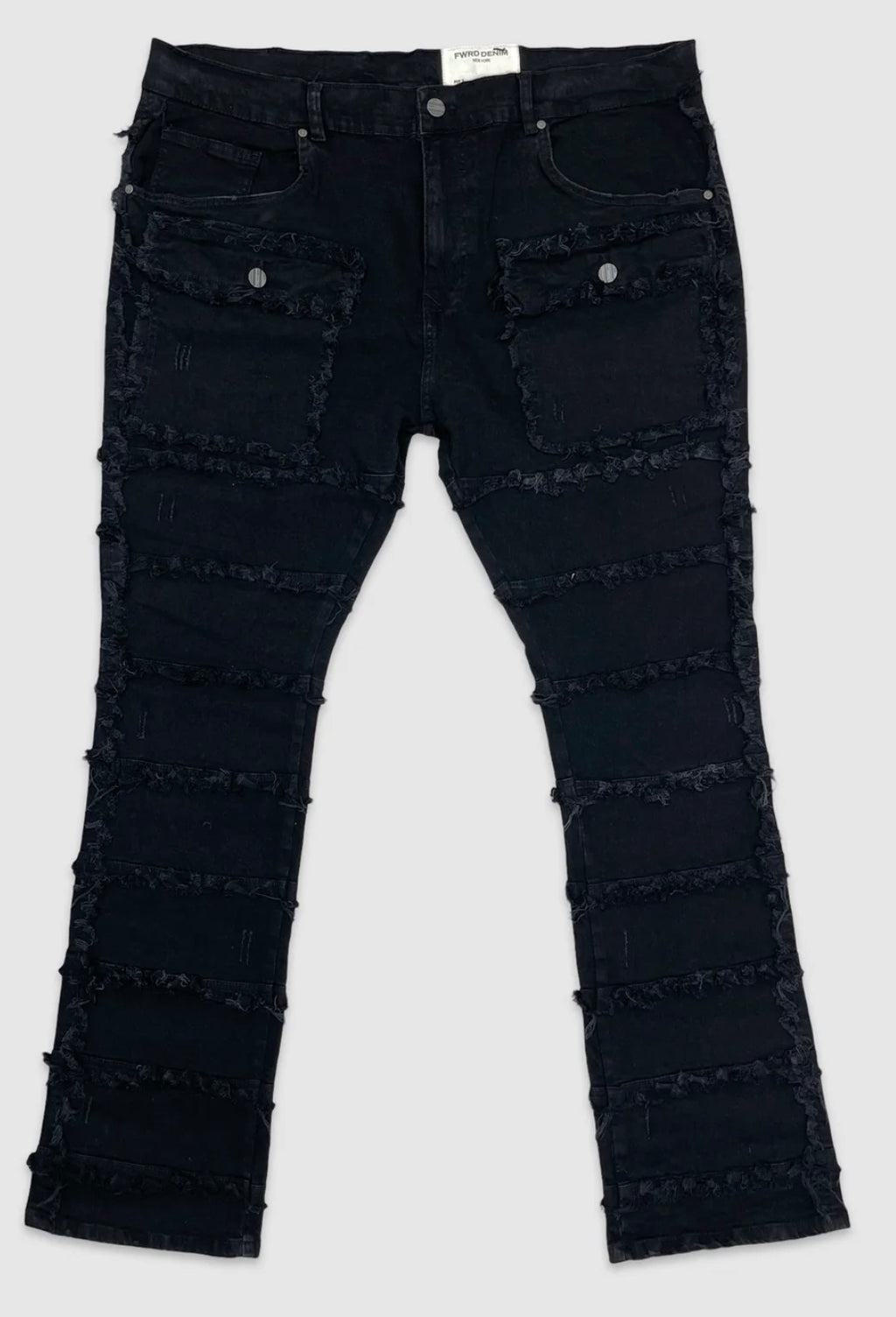 BIG&TALL FWRD DENIM PATCHWORK STACKED JEANS (5 COLORS AVAILABLE)