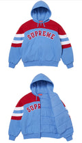 SUPREME FILLED ZIP UP HOODED SWEATSHIRT LIGHT BLUE
