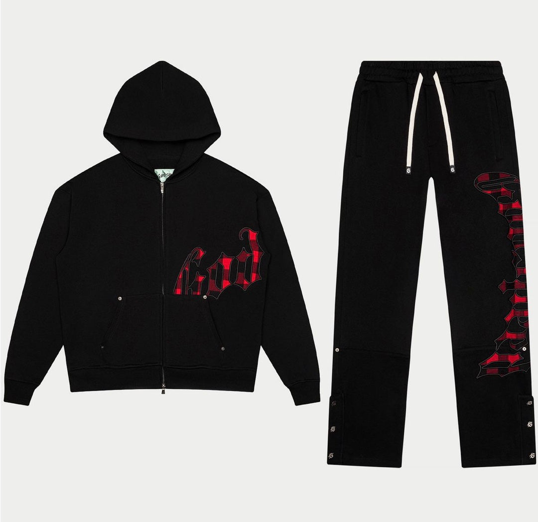 GODSPEED BLACK/RED PLAID SWEATSUIT