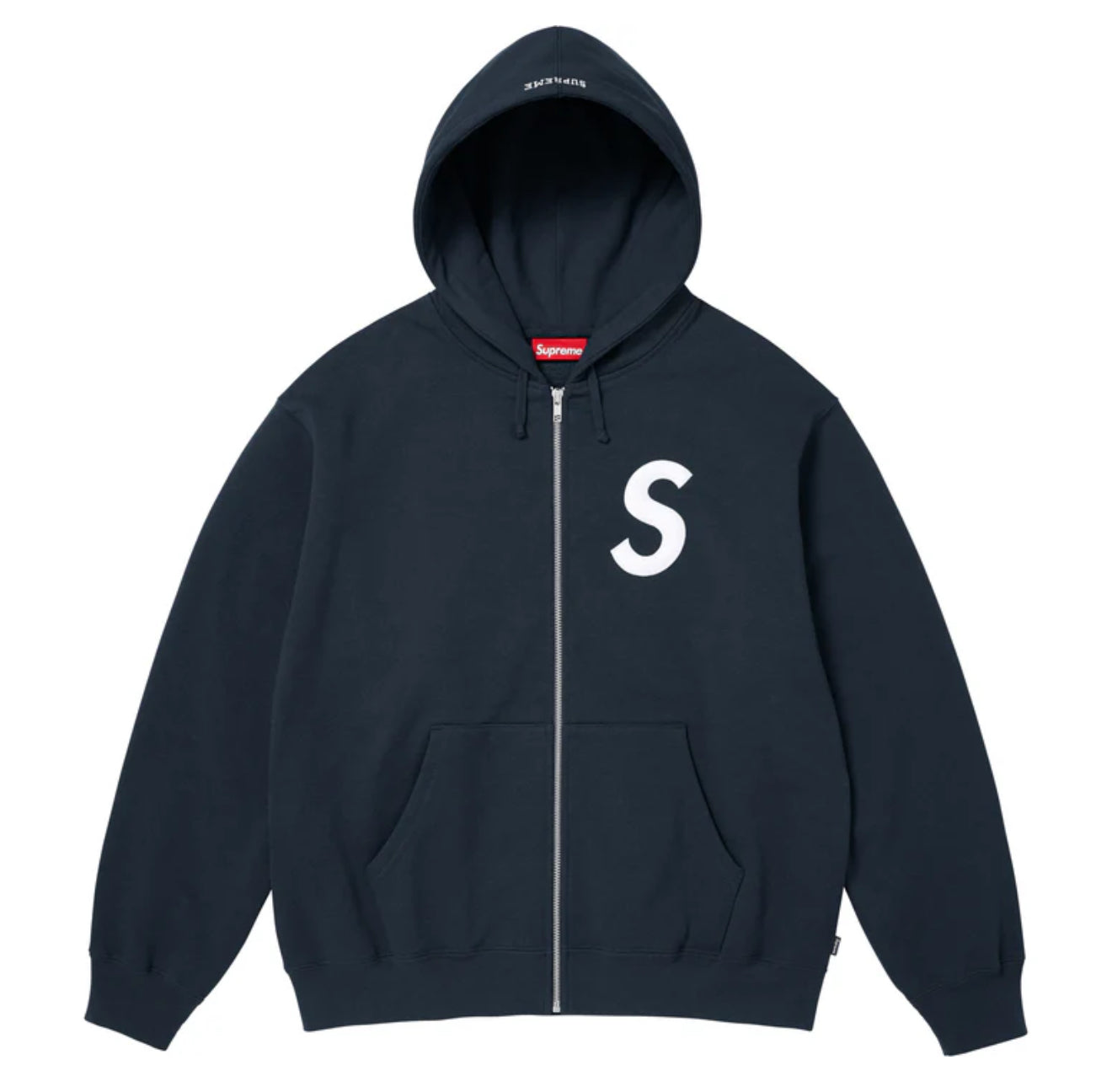 SUPREME S LOGO  ZIP UP  HOODED SWEATSHIRT NAVY