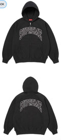 SUPREME CRACKED RAGLAN ZIP UP SWEATSHIRT BLACK