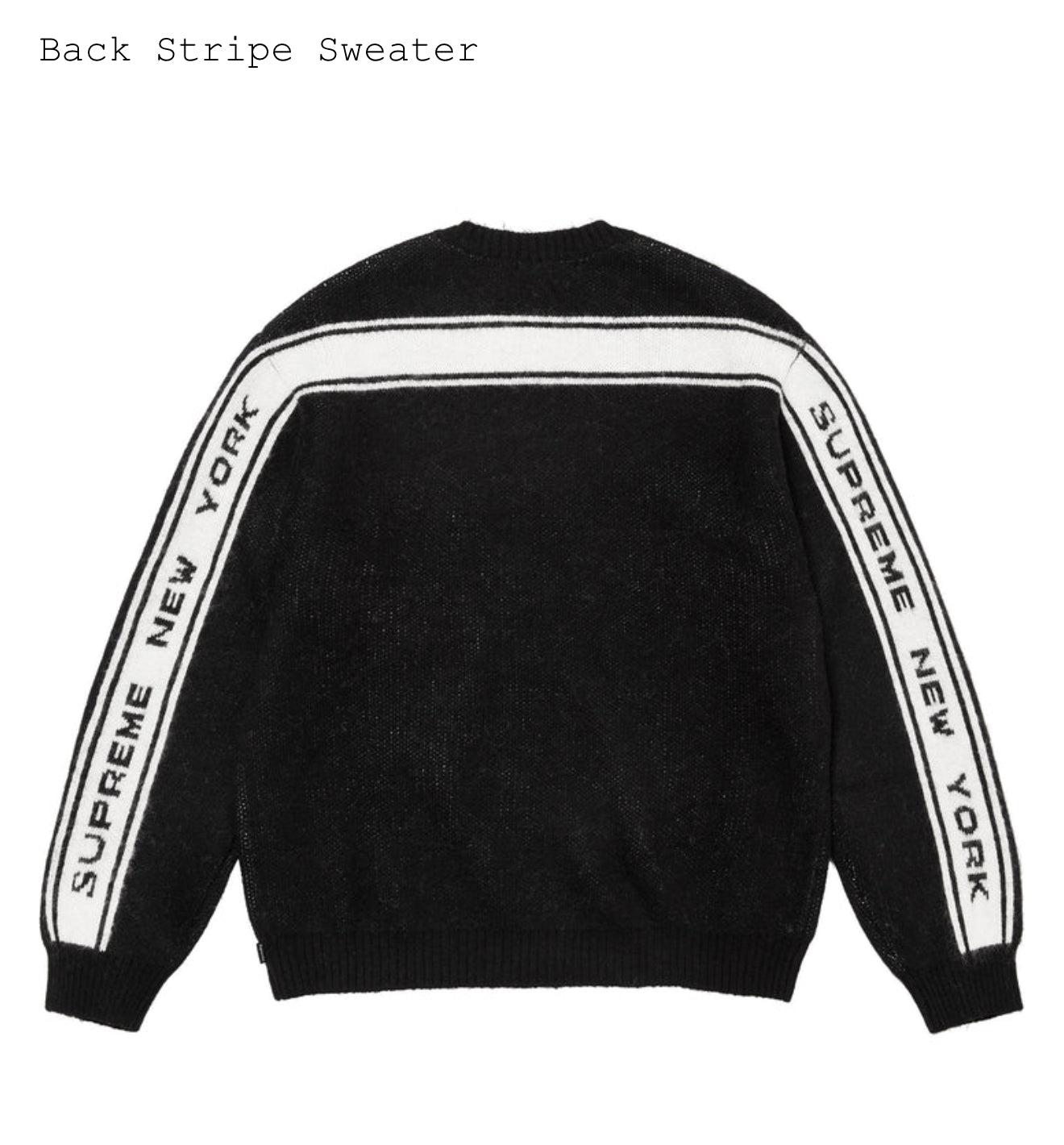 SUPREME BACK STRIPE SWEATER BLACK