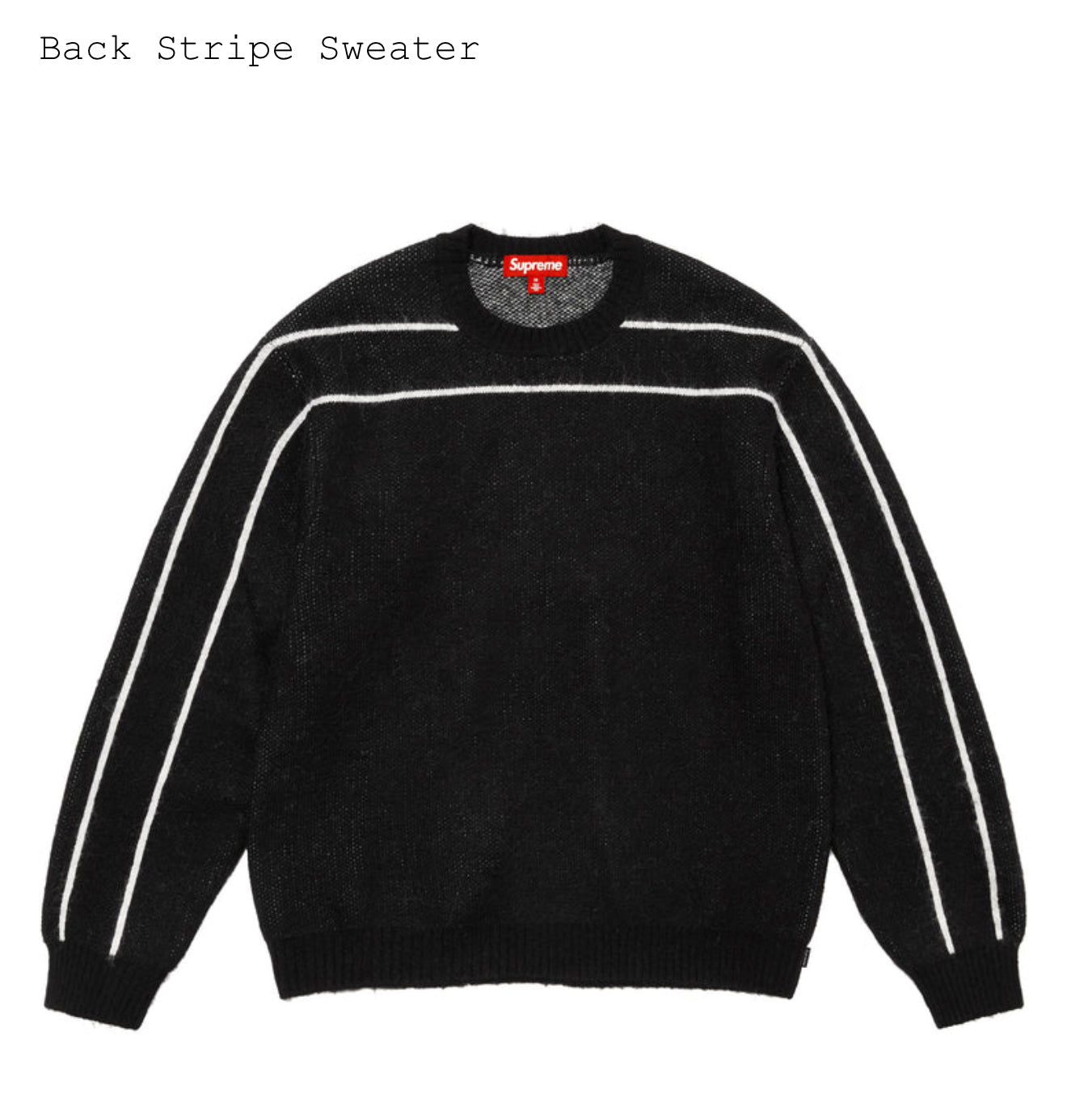 SUPREME BACK STRIPE SWEATER BLACK